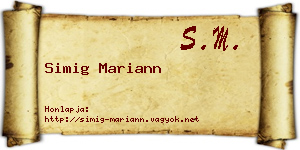 Simig Mariann névjegykártya
