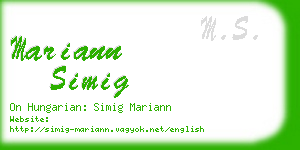 mariann simig business card